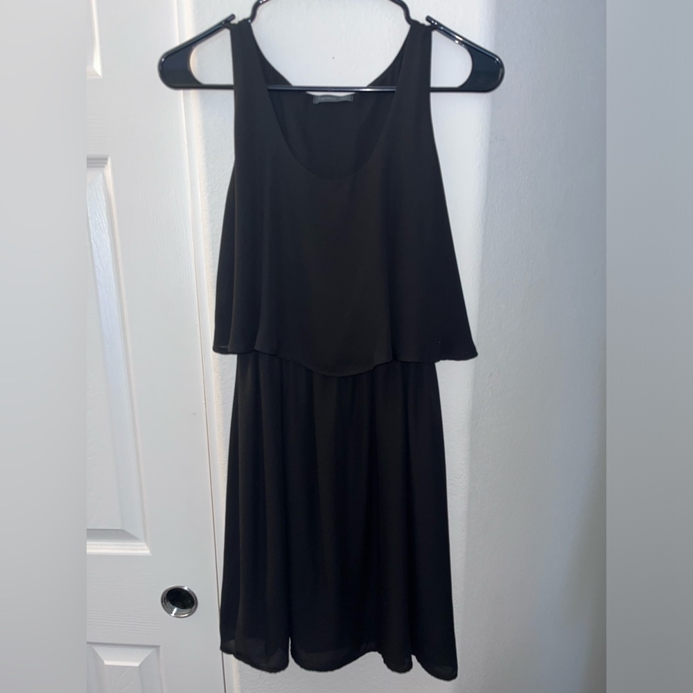 Soprano Black Layered Chiffon Mini Dress | Size Small